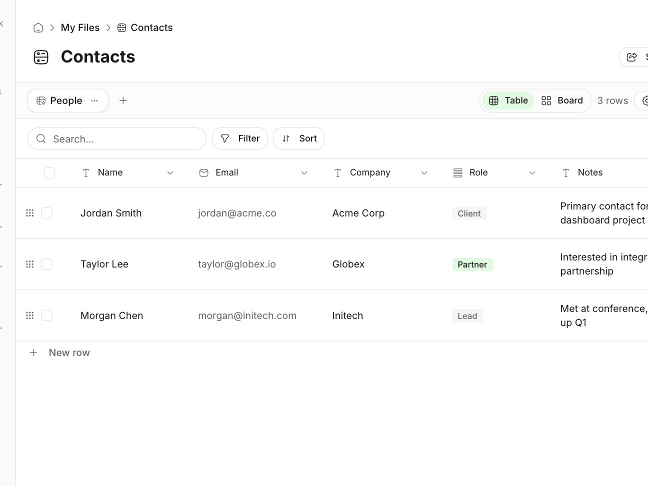 A structured grid for your records — Wyatt